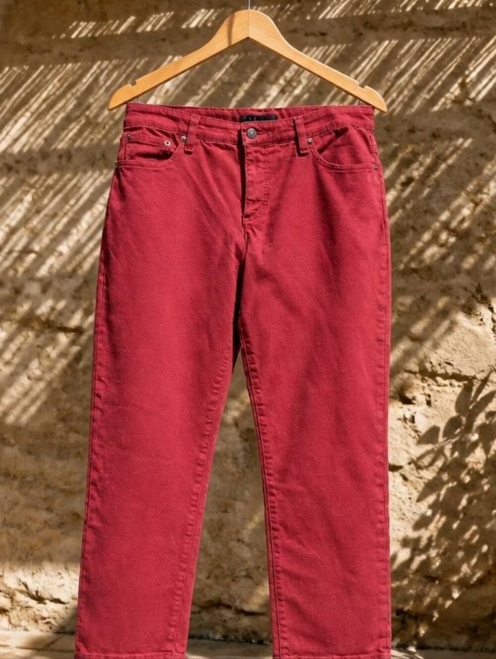 LAUREN RALPH LAUREN RED MODERN STRAIGHT CROPPED JEANS SIZE 12